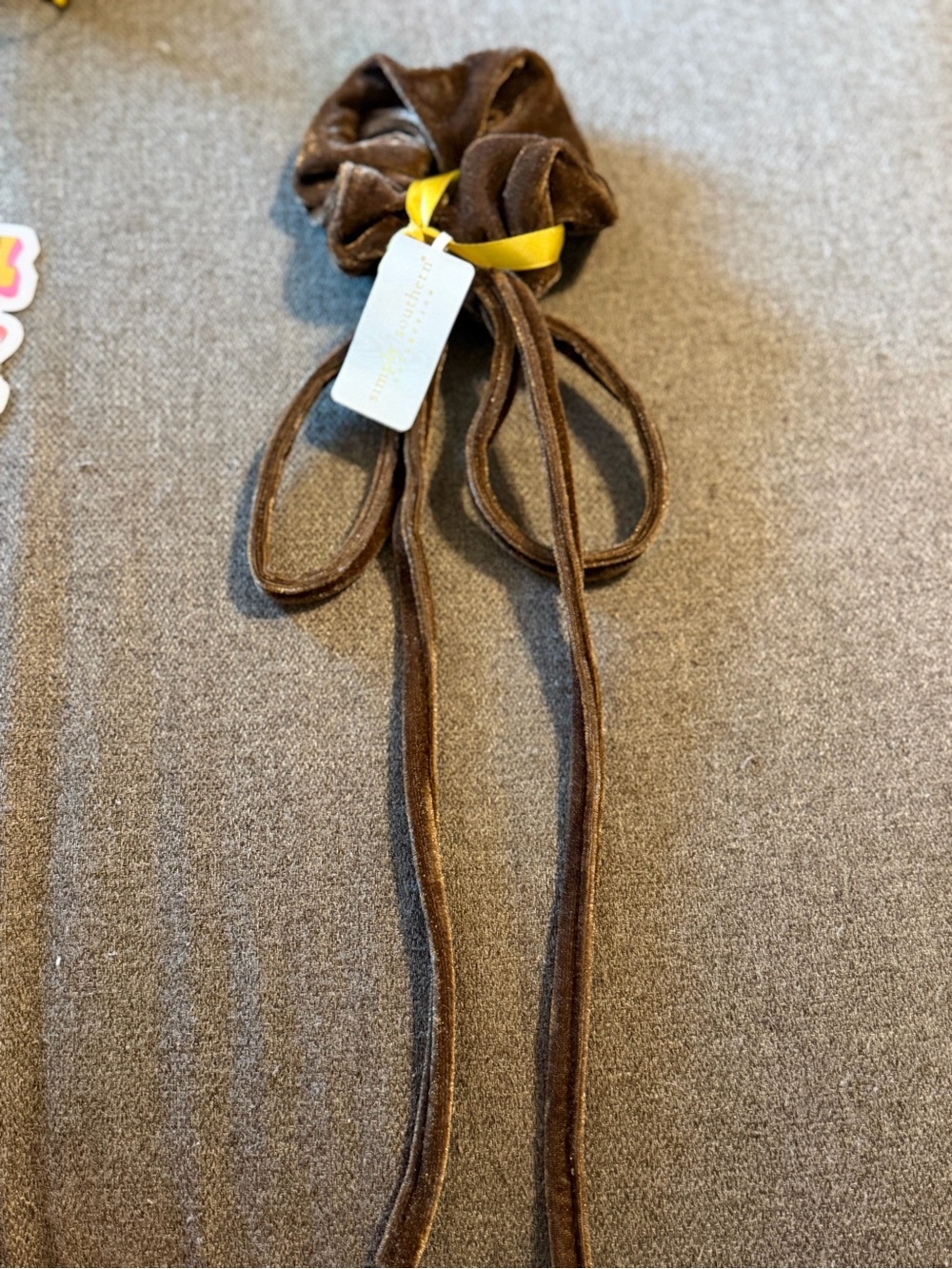 Simply Southern Brown Velvet Bow Hair Tie with Tails